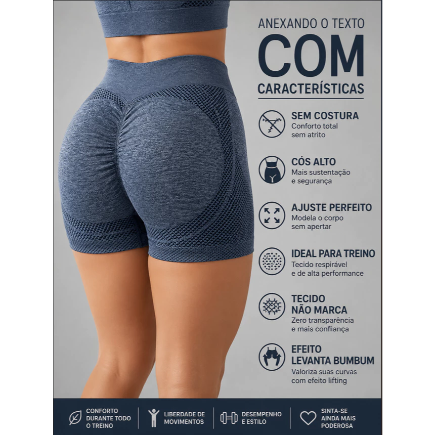 Short Feminino Cintura Alta que Levanta o Bumbum para Academia e Yoga