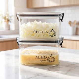 Potes Multiuso Herméticos Geladeira 460ml/950ml - Porta Mantimentos, Porta Alho, Porta Ceb
