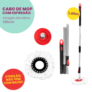 Cabo de Mop Giratório Com 140 Cm - NÃO ACOMPANHA BALDE - Kaftor