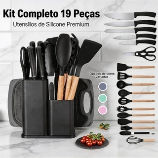 Kit de Facas e Utensílios 19 Peças com Suporte