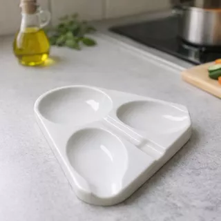 Kit com até 2 Descansos De Talheres 3 Divisórias Suporte Colher Concha Espátula Branco