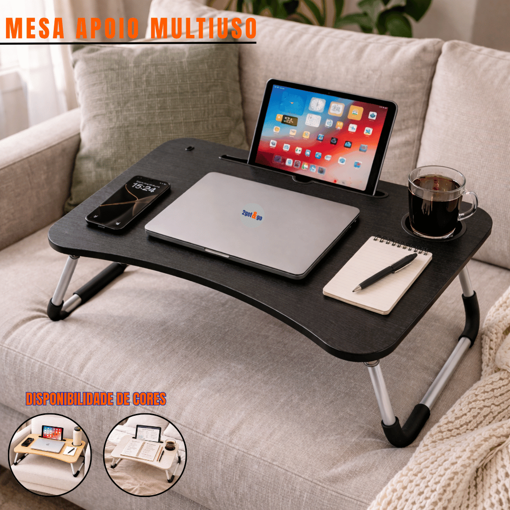 Mesa Dobrável Notebook Retrátil Home Office Apoio Cama Sofá