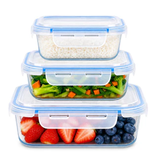 Kit Potes Herméticos Porta Mantimentos de 3 Tamanhos 1 Pote 370ml + 1 Pote 640ml E +1 De 1