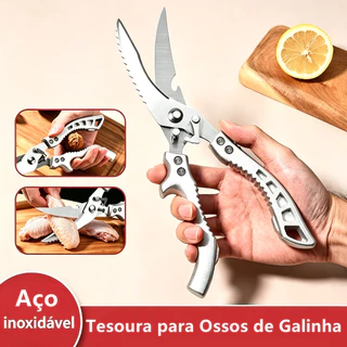 Tesoura de Cozinha Multifuncional Profissional para Frango Carnes Legumes Tesoura Aço Inox