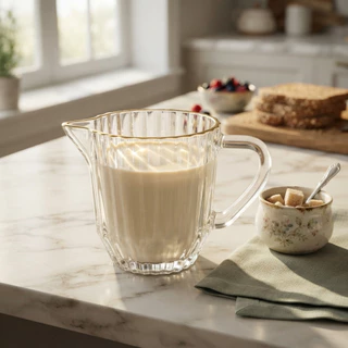 Leiteira de Cristal Wolff Império 220ml com Fio de Ouro para Servir Leite Molhos e Caldas