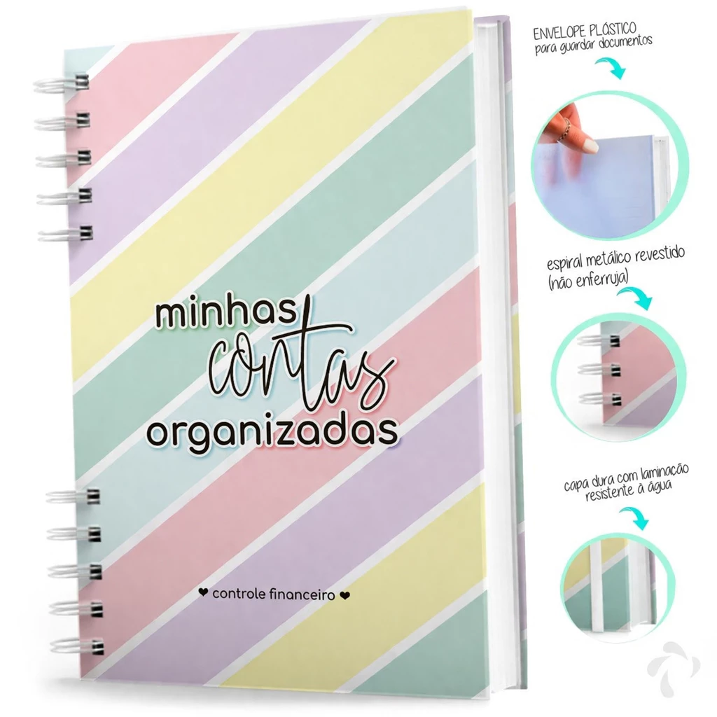 Caderno “Minhas Contas Organizadas”, capa dura