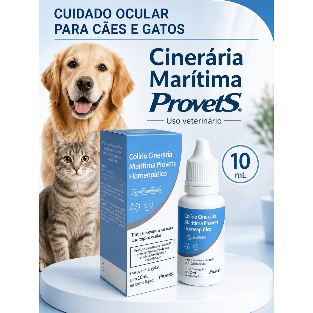 Colírio Cinerária Marítima Provets 10ml Homeopático Veterinário Para Cães e Gatos