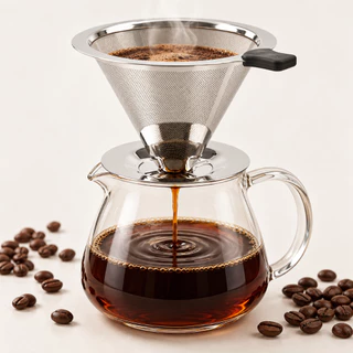 Coador Filtro De Café Inox 103 Grande Garrafa Térmica Reutilizável Sem Papel Aço 304 Silic