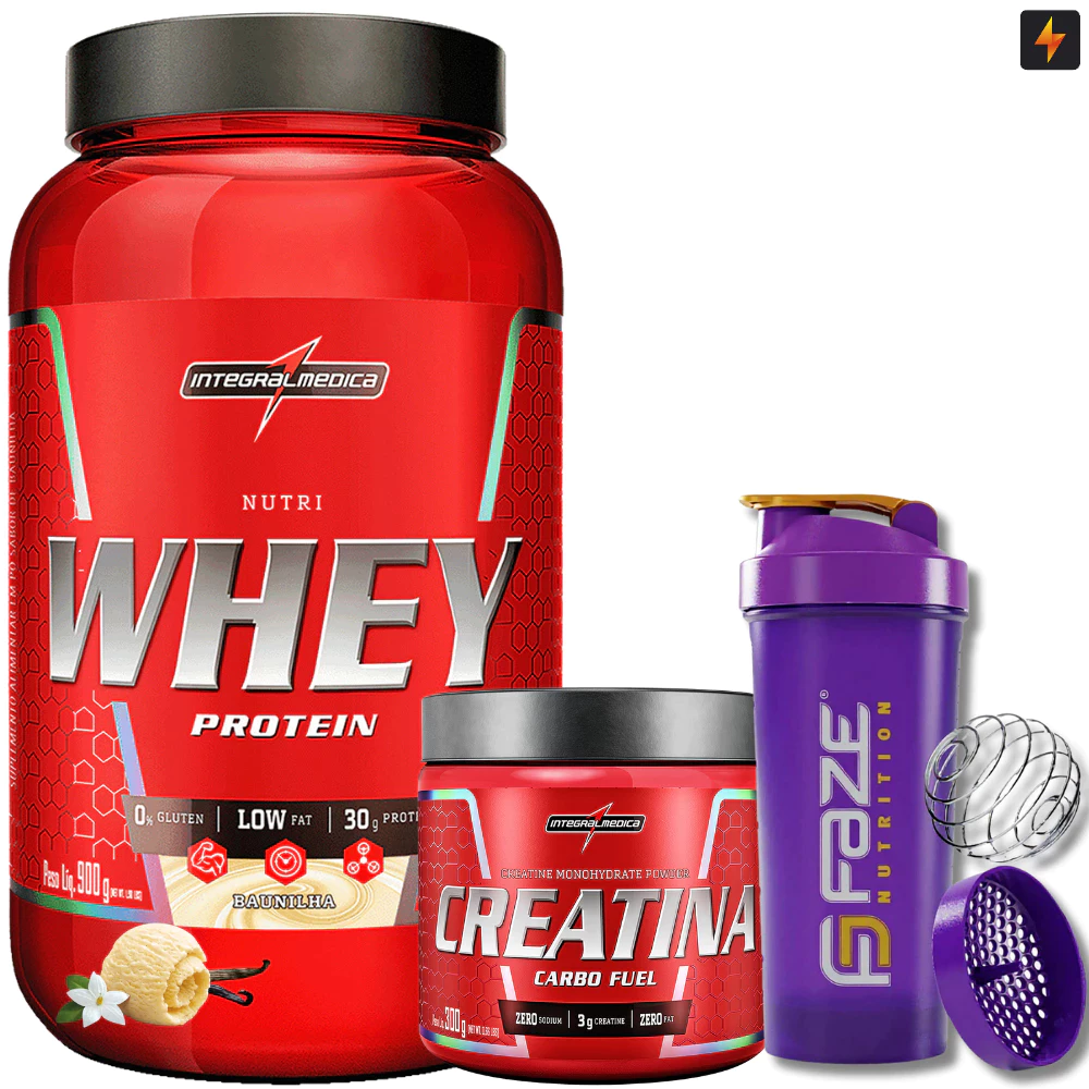 Kit Nutri Whey + Creatina + Coqueteleira