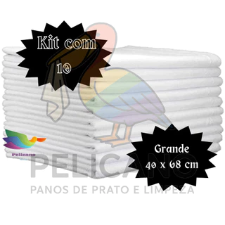 Pano De Prato Branco Liso Para Cozinha e Copa Bainha Atacado Kit 10 Peças GRANDE 40x68 100