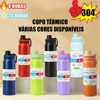 Garrafa Térmica 800ml/1000ml Inox Aço Inoxidável Para Bebida Gelada e Quente alça esportiv