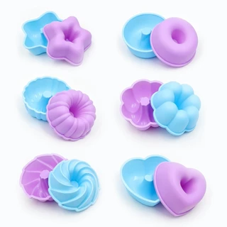 Kit 12 Formas de Silicone para Bolos e Doces – 6 Modelos (Coração, Estrela, Flor), Antiade