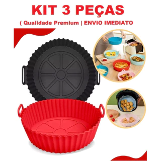 KIT 1 a 3 Forma De Silicone Para Air Fryer Forno Fritadeira Assadeira Reutilizável Antiade