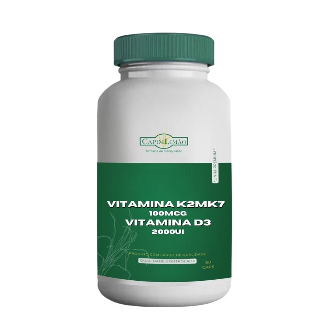 Vitamina k2Mk7 100mcg + Vitamina D3 2000UI 60CÁPSULAS