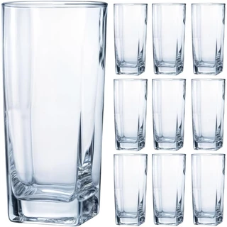 Jogo 6 Copos Quadrado Miami Vidro 320ml Elegante Resistente Mesa Posta Bebidas e Festas