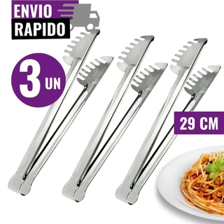Kit 3 Pegador de Massa 29cm Macarrão Utensílios de Cozinha Aço Inox Multiuso Cozinha Buffe