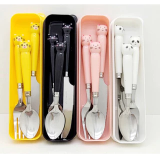 Talher Adulto kit 4pçs Bichos sortidos p/Viagem Portátil Durável Com Estojo kit jogo de C