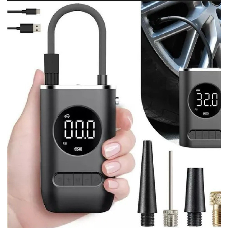 Mini Compressor De Ar Portátil Recarregável Digital USB Calibrador De Pneus