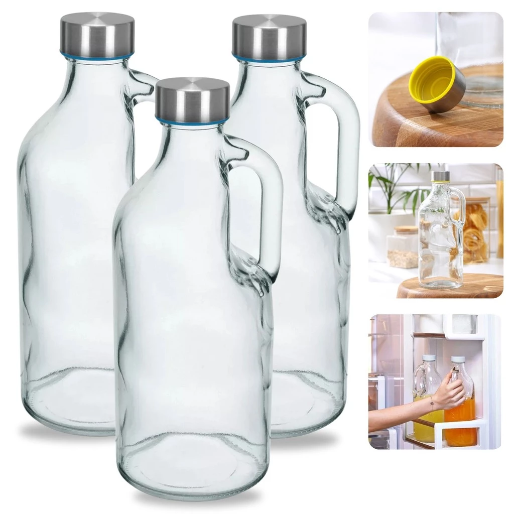 1 ou 3 ou 5 Garrafa De Leite Geladeira Água Suco vidro grosso 1000ml