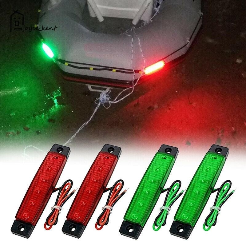 Kit 4 Luzes LED Vermelha e Verde para Navegação de Barco 12V