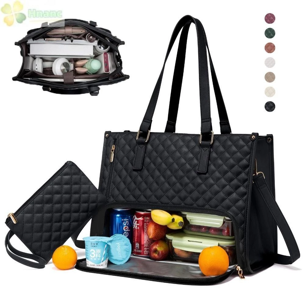 Sacola De Almoço HNANC Para Mulheres , Bolsa Laptop 2 Em 1 De Grande Capacidade E 15.6 Polegadas Computador Com Comparti