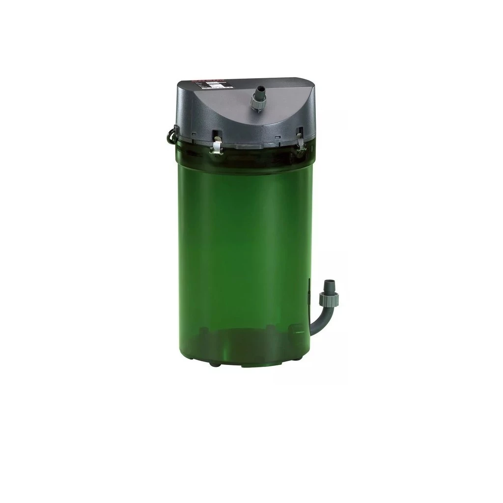 Filtro canister Eheim classic 600 (2217) em 127 V, corpo cilíndrico verde-escuro com cabeçote e torneiras duplas de mangueira