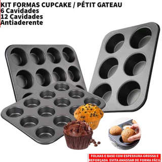 Forma Cupcake Antiaderente Teflon Pão de Queijo Empadas Muffins Assadeira 6 Cavidades MP