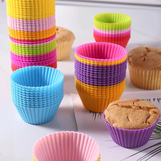 Kit com 12 Formas de Silicone Redondas para Cupcake – 7 cm de Diâmetro – Ideal para Assar
