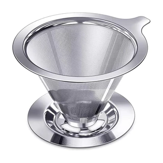 Filtro de Café Fino de Dupla Camada Inox Reutilizável SemPapel Coador de Café Chá Malha Fi