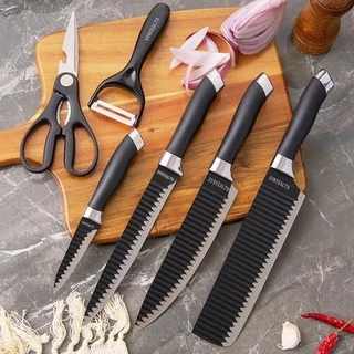 Kit 6 Facas Inox Profissionais: Corte Preciso e Design Moderno para Churrasco e Cozinha!