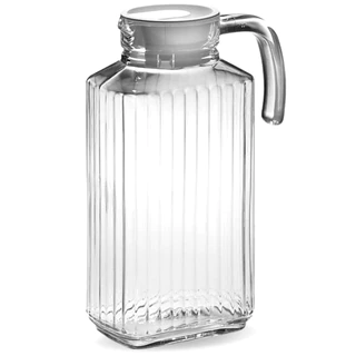 Jarra de Vidro 1800ml com Tampa Bico e Alça Ideal para Servir Água Suco Bebidas Geladas Fe