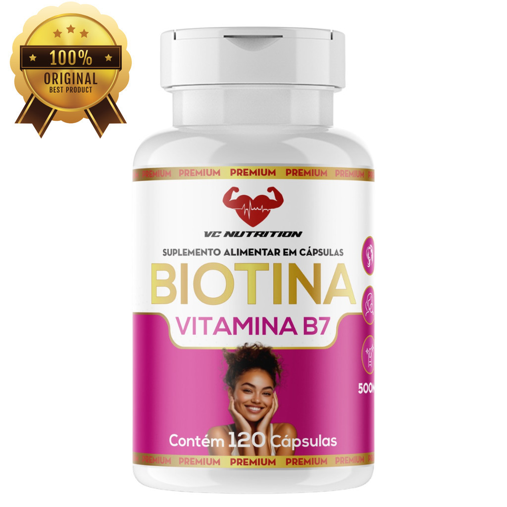 Biotina 500mg 120 Cápsulas - Cabelo, Pele e Unhas
