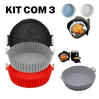 1/2/3 Forma De Silicone Para Air Fryer Forno Microondas Fritadeira Assadeira Reutilizável