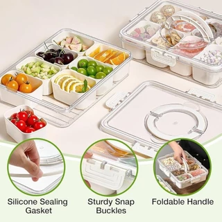 Pote Organizador de Geladeira Hermético com 8 Divisórias – Ideal para Alimentos, Frutas e
