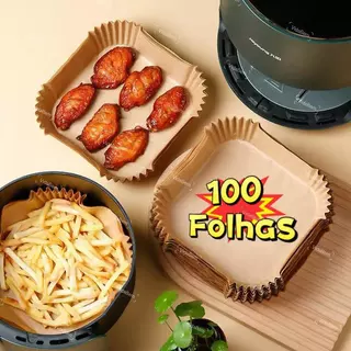 Kit 100/200/300 Forro de Papel Descartável para Airfryer Antiaderente,Quadrado,Anti-Óleo S