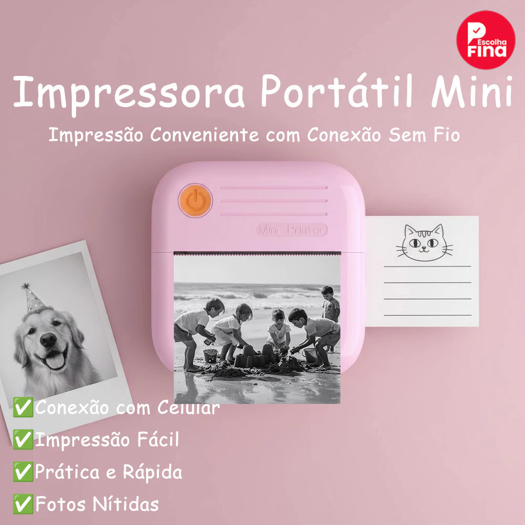 Mini impressora portátil :impressão de fotos,registro de questões erradas para estudantes,compatível com Android&iOS.