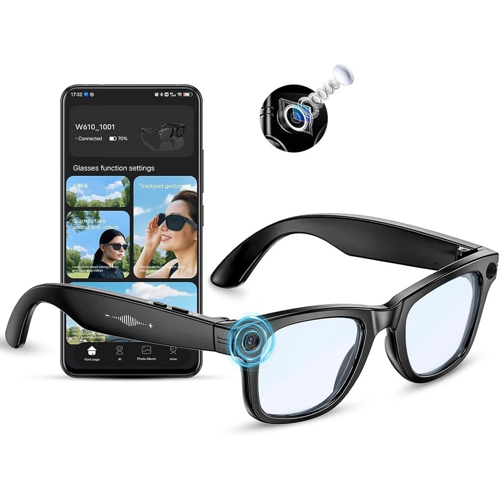 AI Smart Glasses Câmera 4K HD
