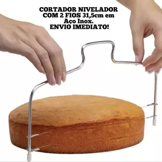 Cortador Fatiador e Nivelador De Bolos Com Fio Duplo Ajustável em Aço Inox 31,5cm Profissi