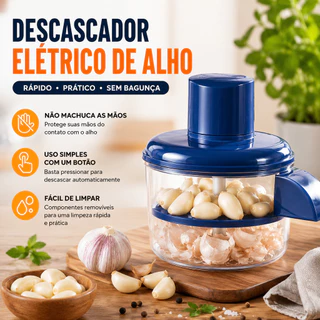 Descascador Elétrico Automático Portátil para Cozinha Frutas Alho Tomate e Legumes