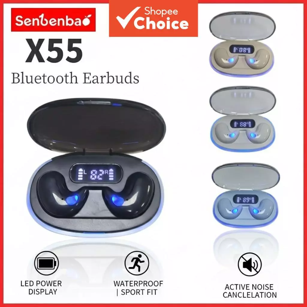 Fone Bluetooth Senbenbao X55 com estojo LED