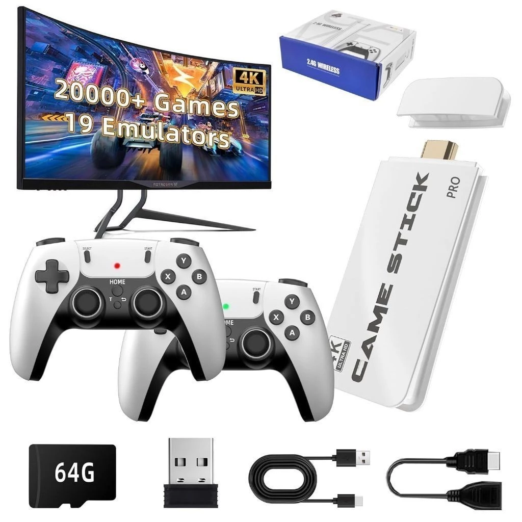 2025 NOVO Vídeo Game Stick M15 Plus 4k 64gb Hdmi Com 2 Controles Se Fio +20mil Jogos Moby playstation videgame super ntendo