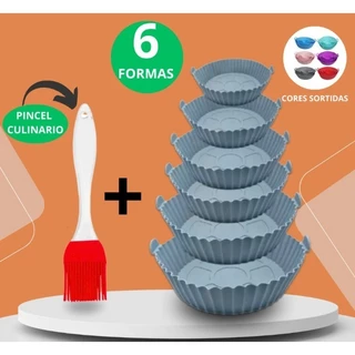 GUIANA Kit 6 Forma Para Air Fryer Silicone Antiaderente Forno Microondas + Espatula Silico