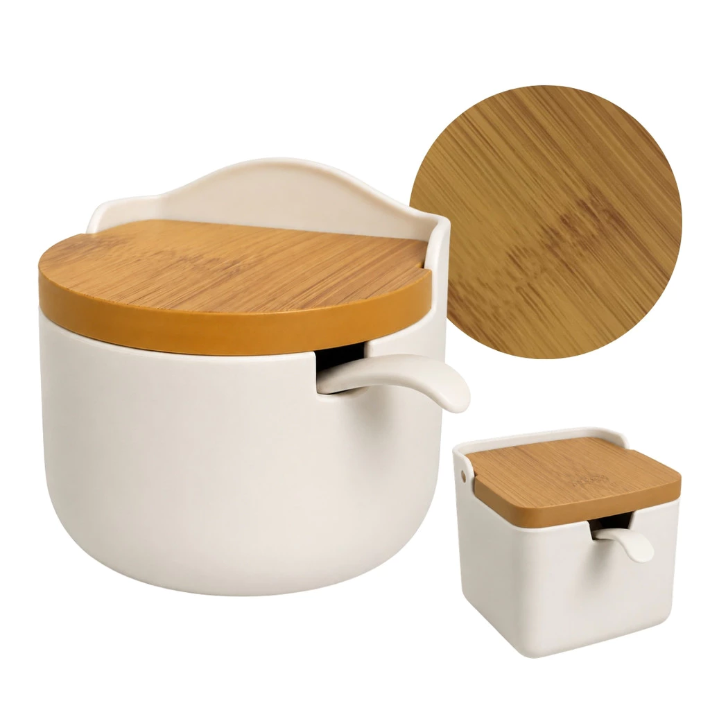 Porta Temperos Saleiro Premium em Plástico Resistente Visual Cerâmica com Colher Inclusa