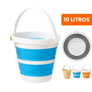 Balde Dobrável 3 5 10 Litros Retrátil de Silicone Multiuso