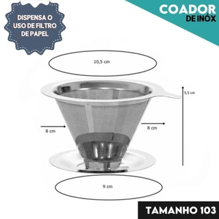 Filtro Coador De Café Inox - Com Pegador em Silicone - Peneira Aço Reutilizável - CH