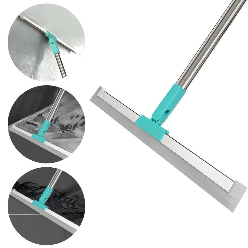 Rodo de Silicone Cabo 100CM/140CM Para Limpeza de Piso Vidros Com Gancho Secos e Molhados Uso Duplo Vassoura Mágica