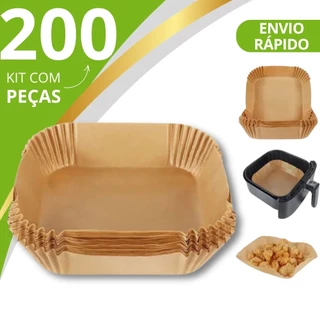 Formas Descartáveis 100 Unidades Para Air Fryer em Papel Forneavél Para Fornos e Microonda