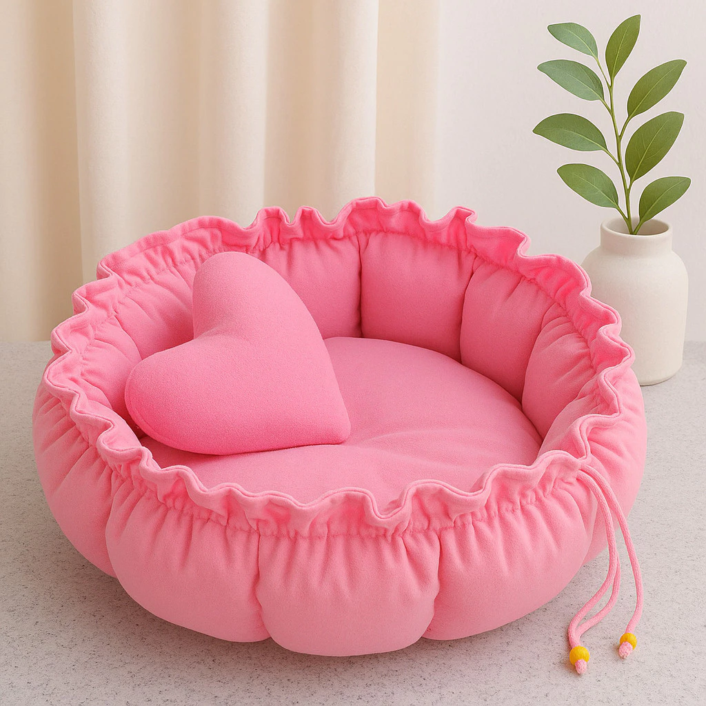 Caminha Redonda com Almofada de Coração Cama Pet Londres