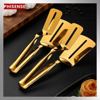 Kit 2 Pegadores De Cozinha Inox Dourado Para Salada Churrasco Massa Pinça Multiuso