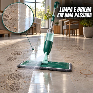 Mop Spray Rodo Esfregão Mágico com Reservatório 300ml e Refil Microfibra Limpeza Giratório